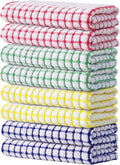 Kitinjoy Cotton 8 Pack Terry Kitchen Towels, Multiple Colour | 16 x 25 Inches Super Soft and Absorbent Dish Towels, Quick Drying hand towels for kitchen Drying