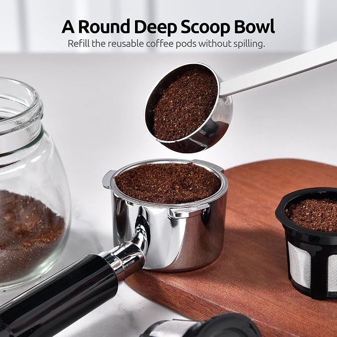U-Taste Coffee Scoop 2 Tablespoon: 18/8 Stainless Steel Measuring Scooper for Ground Coffee, Bean, Powder, Espresso, 6.9in Long Handle Metal Meaure Spoon for Canister, Jar (2Tbsp/30ml, Silver) | 18/8 Stainless Steel Tablespoon Scoop, Long Metal Coffee ...