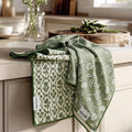 RECYCO Waffle Kitchen Towel Set of 2 - Quick Dry Microfiber Sustainable Dish Towels - Ultra Absorbent Reusable Cleaning Tea Towels - Lightweight Hand Towels,16”x 28”, Thyme & Vine