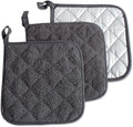 DII Basic Terry Collection Quilted 100% Cotton, Potholder, Mineral Gray, 3 Piece