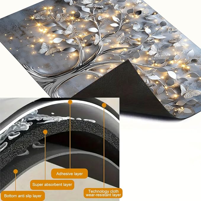 HOMETITUTE Silver Butterfly Tree Stove Top Cover 28x20 Diatomite Mat