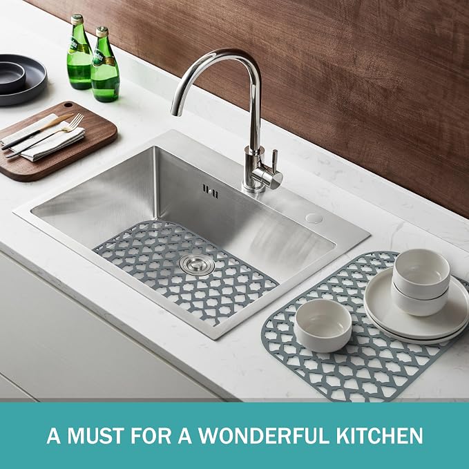 Silicone Kitchen Sink Protectors Mats - 12" 13" 14" 16" 18" 19" 21" 22" 24" 25" 26" 28" 30", Heat Resistant, Machine-wash (16.7”x12.5”)
