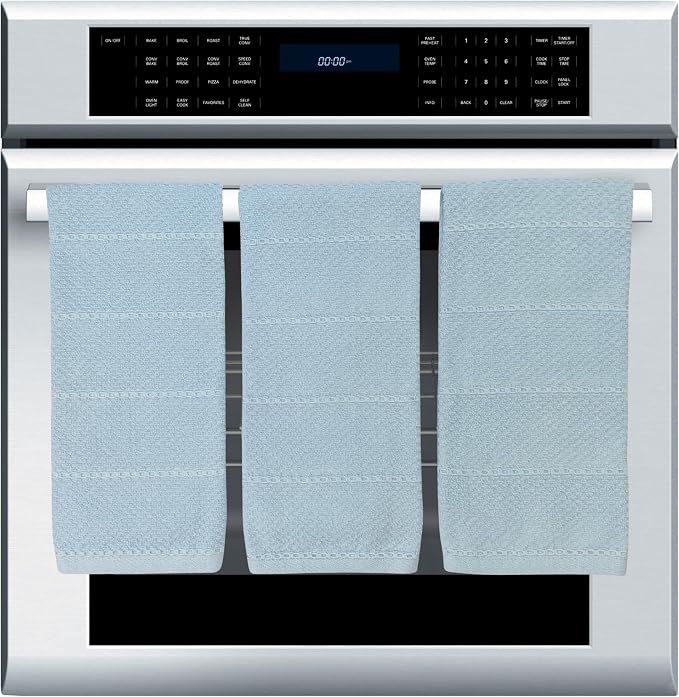 Light Baby Blue Kitchen Hand Dish Towels, Set of 3, 100% Cotton, 18" x 28" | Terry Loop Ribbed Textured, Soft & Absorbent Cleaning Cloth, Quick Dry, Multipurpose for Everyday Use