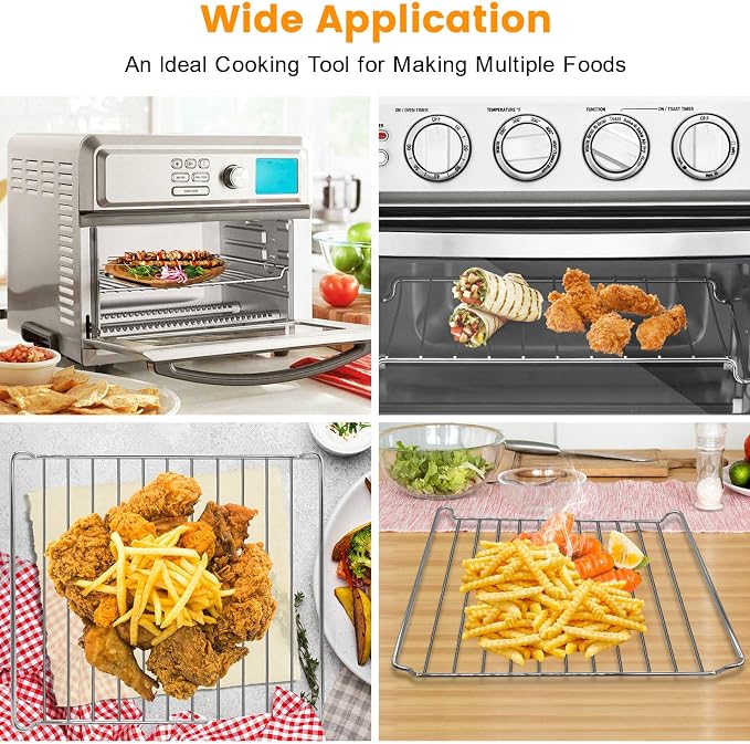 Replacement Air Fryer cooling rack for Cuisinart TOA-60 65 70 Air Fryer Convection Toaster Oven, 12.4''*11'' Air Fryer Stainless Steel Wire Rack Basket Tray Accessories Parts, Dishwasher Safes