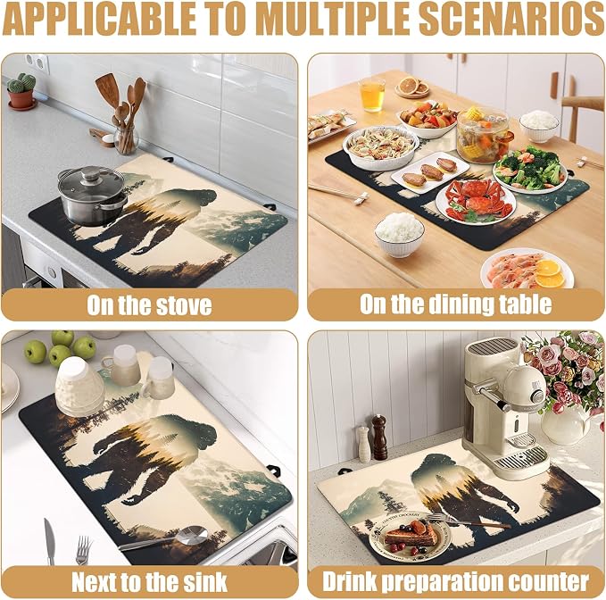 Bigfoot Mountain Forest Stove Top Covers for Electric Stove, Electric Gas Stove Pad Heat Resistant Range Cooktop Protector for Home Decor Kitchen 28"x20"