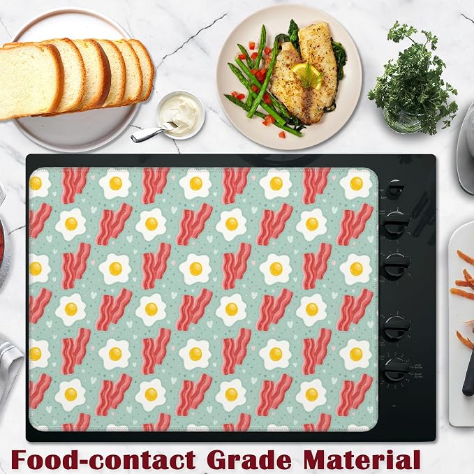 Stove Top Cover Glass Cooktop Heat Resistant Cover,Ceramic Eggs Bacon Stove Top Covers Mat Prevents Scratching Stoves/Counter/Washer Protector,28x20 in
