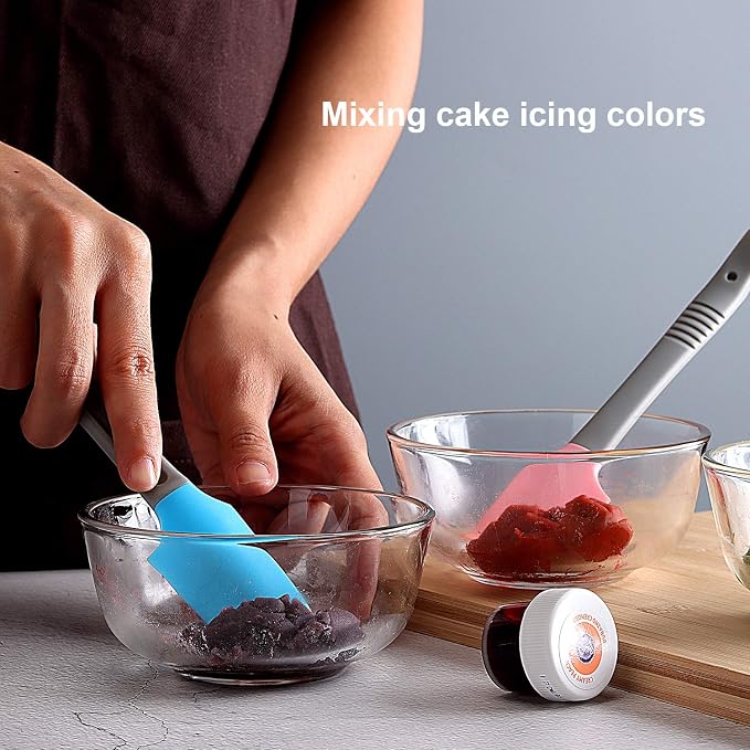 Silicone Mini Small Spatula, Curved Kitchen Can Jar Spatula | For Wet Canned Pet Food, Cooking Baking Frosting Scraping Mixing, Epoxy Resin Crafting