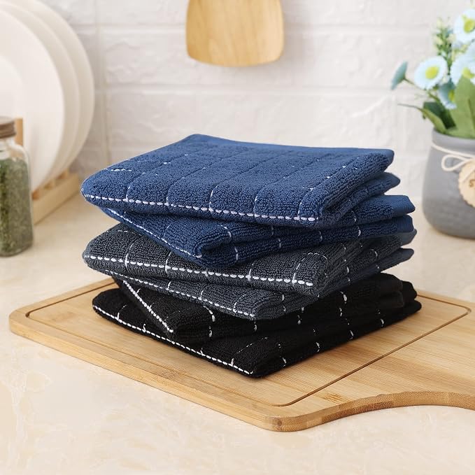 Homaxy 100% Cotton Terry Kitchen Dish Cloths, 6 Pack, Multiple Color | Ultra Soft and Absorbent, Suitable for Drying and Washing Dishes