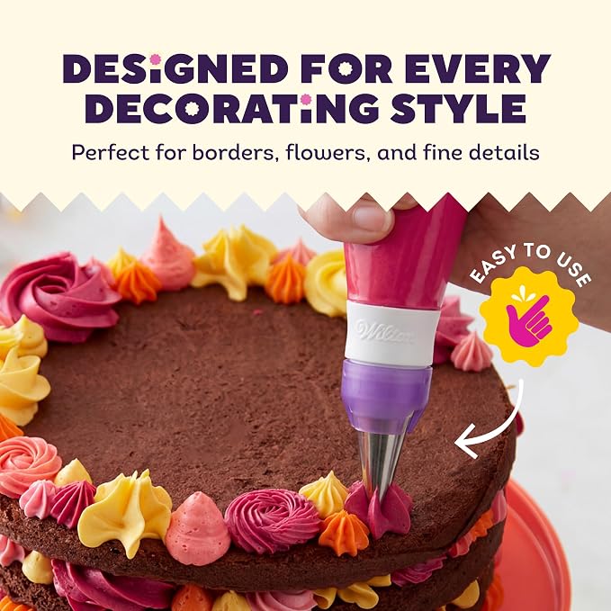 Wilton Master Cake Decorating Piping Tips Set, Cupcake Decorating, 55-Piece | 55-Piece Stainless Steel Tip Set with Storage Case for Piping Rosettes, Stars, Leaves & Borders on Cakes & Cupcakes