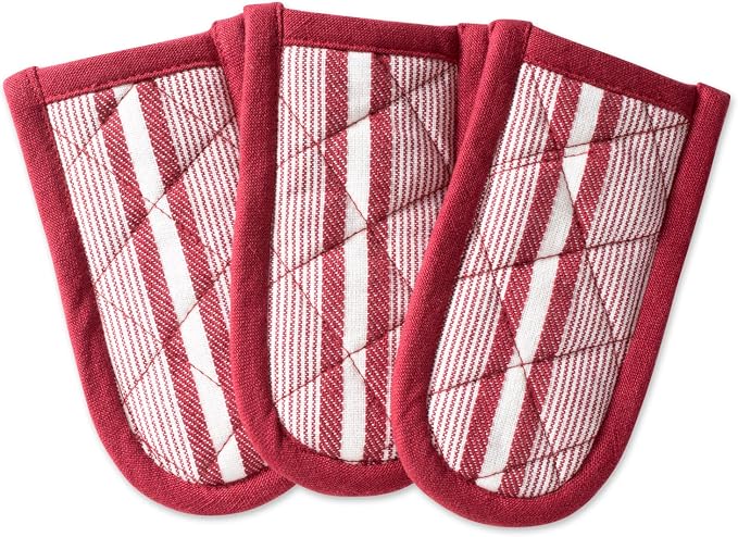 DII Double Strip Chef Kitchen Cooking & Baking Collection, Pan Handle Set, 6x3, Barn Red, 3 Piece