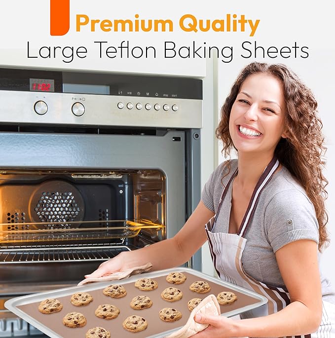 Teflon Sheets for Heat Press Paper and Baking, Reusable PTFE Cover Sheet | 3 Pack, Large 16x20, Teflon Sheet for Baking, Heat Resistant Range Mat, Food Safe, BPA & PFOA Free