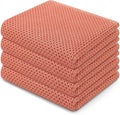 Homaxy 100% Cotton Waffle Weave Kitchen Dish Towels 4-Pack, Coral | 13 x 28 Inches, Ultra Soft Absorbent Dish Towels, Quick Drying Cleaning Towels