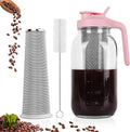 Cold Brew Coffee Maker, 64 oz Mason Jar Pitcher with Stainless Steel Filter, Pour Spout Handle Lid, Heavy Duty Glass Airtight & Leak-Proof for Iced Coffee,Tea & Lemonade