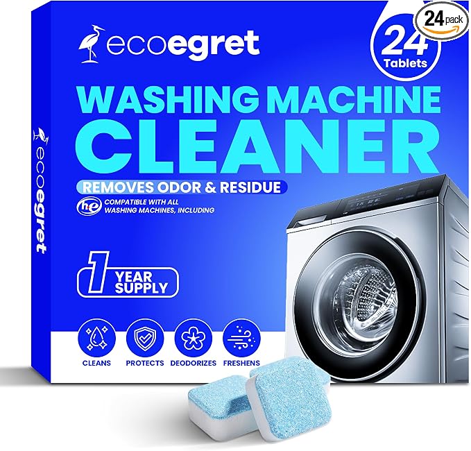 Washing Machine Cleaner (24 Pack), Washing Machine Cleaning Tablets for Front Load & Top Load HE Washers, Washer Cleaner Easily Removes Residue Grime & Odors, Septic Safe, 12 Month Supply