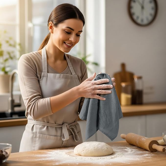 Utopia Kitchen Light Grey Flour Sack Towels [6 Pack-28 x 28 in] 100% Cotton | Tea Towels for Cleaning & Drying - Highly Absorbent Kitchen Dish Cloth