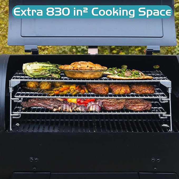 Jerky Racks for Traeger Smoker Pro 575 22 34 Grilling Cooling Warming Rack for Pit Boss 21" Depth Barrel Pellet Grill Pitboss Austin XL Parts 3 Tiered Stainless Steel Seasoning Smoking BBQ Accessories