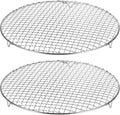 HARFINGTON 2pcs Round Cooking Rack 13-inch 201 Stainless Steel Cross Wire Barbecue Grill Net with 20mm Legs for Cooking Baking Steaming BBQ