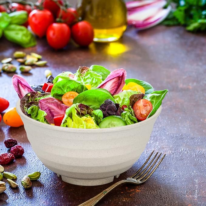 【NOT CERAMIC】60 Oz Big Salad Bowl Soup Bowl , Large Bowls for Eating Microwave and Dishwasher Safe BPA-Free Eco-Friendly Deep Cereal Bowls for Cereal, Salad, Ramen,Soup, Mixing [Set of 8]