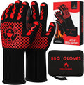 BBQ Grill & Oven Gloves 1472°F Heat Resistant | Storage Case & Gift Box | Fireproof, non-slip silicone mitts, extra-long protection for grilling, smoking & baking | Pro Series BBQ gloves - Easy clean
