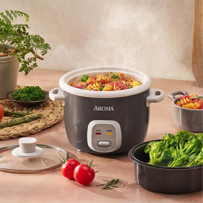 AROMA® CoreCoat Rice Cooker with Pop-Up Food Steaming Basket (4 Cups Cooked, 2 Cups Uncooked)