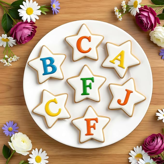 10PCS Round Cookie Cutter & Star Cookie Mold, Stainless Steel Kitchen Baking Supplies, Sandwich Cutters, 5 Sizes for Fondant Cake, Cookies, Biscuits & DIY Party Decor (Round-Star)