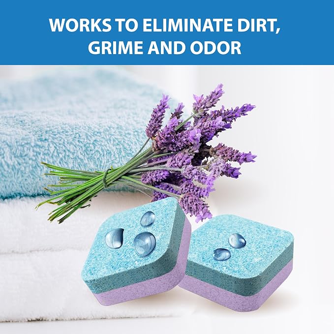 SANI 360° Washing Machine Cleaning tablets, 12 pack is Formulated with Enzyme, Deep Cleans and Deodorizes Front and Top Loading Washers use up to 1-year supply Lavender Scent