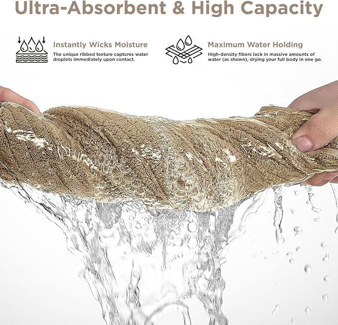 8 Piece Bath Towels Set, 2 Oversized 35 * 70 in Bath, 2 Hand, 4 Wash | Luxury Soft Microfiber, Super Absorbent Thick, Quick Dry, Shower Towels for Bathroom, Spa & Hotel, Beige
