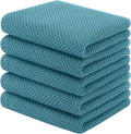 Homaxy 100% Cotton Waffle Weave Kitchen Towels, 5-Pack, Lake Blue | 13 x 28 Inches, Ultra Soft Absorbent Dish Towels, Quick Drying Cleaning Towels