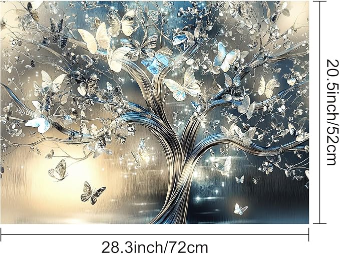 HOMETITUTE Silver Butterfly Tree Stove Top Cover 28x20 Diatomite Decor Mat
