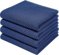 Homaxy 100% Cotton Waffle Weave Kitchen Dish Towels 4-Pack, Navy Blue | 13 x 28 Inches, Ultra Soft Absorbent Dish Towels, Quick Drying Cleaning Towels