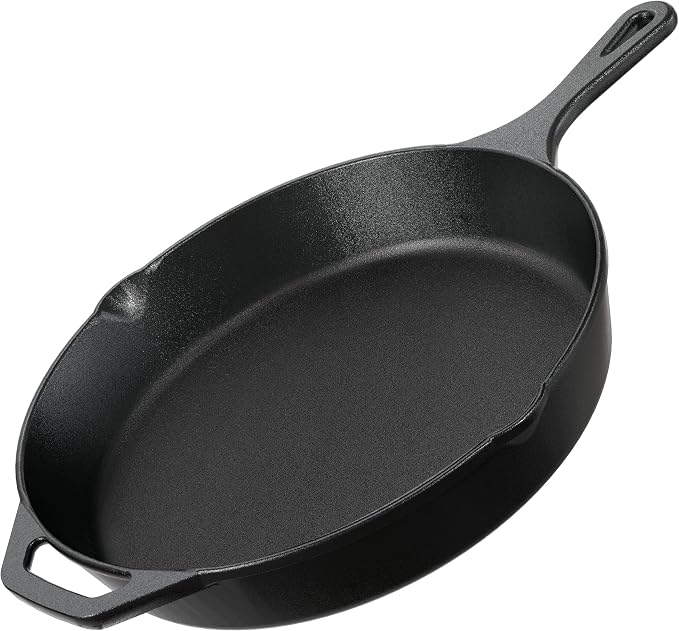 Utopia Kitchen Cast Iron Skillet 12 Inch Pre-Seasoned PFAS-Free Black | Chef Pan, Even Heat Distribution, Stovetop, Oven, Campfire and Grill Safe, Large Skillet, Indoor Outdoor Use