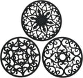 Smitchraft Silicone Trivets for Hot Dishes, Pots and Pans, Hot Pads for Kitchen Quartz Countertops, Silicone Pot Holders Mat, Multi-use Carved Heat Resistant Mat for Counter & Table, Set of 3 Black