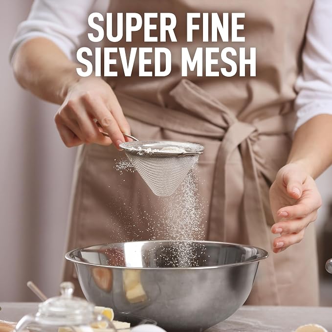 Zulay Kitchen 304 Stainless Steel Fine Mesh Strainer 3.35 in - Strainers Fine Mesh, Tea Strainers for Loose Tea - Perfect for Tea, Cocktails, Juicing, Drinks, Liquids, Matcha, Coffee & More