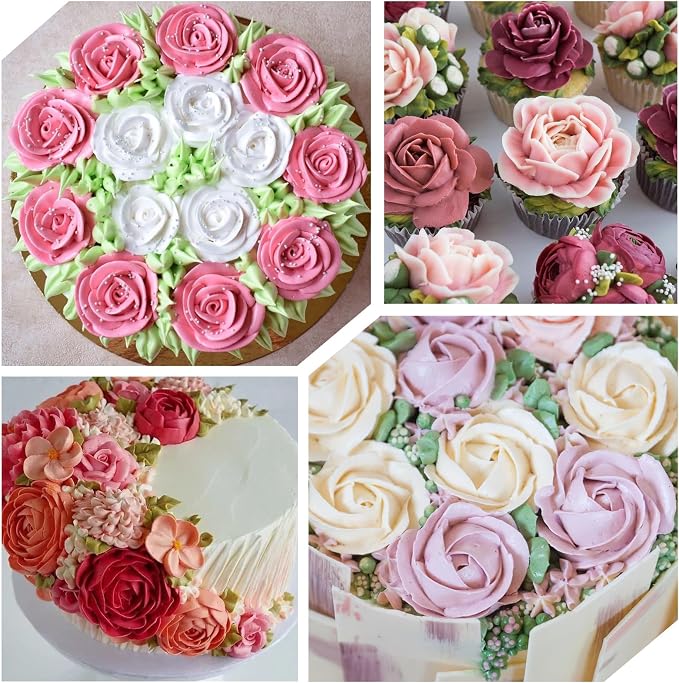 Piping Tips Set, 5PCS Piping Nozzles Cake Decorating Supplies Flower Petal Icing Tips Stainless Steel Cakes Decor Pastry Tools for Cake Decorating Cupcake