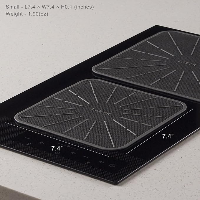 Induction Cooktop Mat - Silicone Fiberglass Scratch Protector - for Magnetic Stove - Non slip Pads to Prevent Pots from Sliding during Cooking - Square (7.4inches) Gray