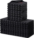 Homaxy Kitchen Towels and Dishcloths Set, Set of 16, Black | Bulk Cotton Terry Kitchen Towels, Checkered Designed, Soft and Super Absorbent Dish Towels, 12 x 12 and 13 x 28 Inches