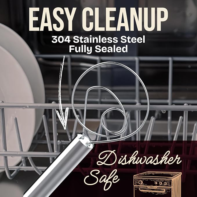 Superbaking Danish Dough Whisk 12" Bread Whisk | Single Eye Design, Sourdough Bread Baking, Ergonomic, Stainless Steel