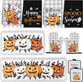 Fanfanwin 10 Pcs Halloween Pumpkin Kitchen Decor and Accessories Set Kitchen Towels Rugs Pot Holders Oven Mitts Set Halloween Decorations for Cooking Baking Housewarming Gifts