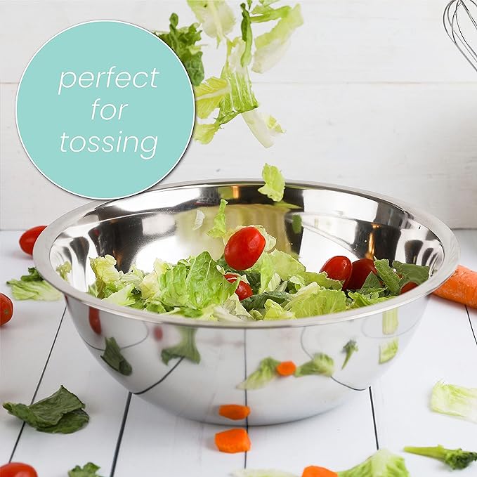 WHYSKO Stainless Steel Mixing Bowls Set, 5-Piece Meal Prep & Food Storage | .75, 1.5, 3, 4 & 5 Quart Metal Mixing Bowls Set for Prep, Serving, Baking & Food Storage, Ecofriendly, Dishwasher Safe