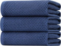 Homaxy 100% Cotton Oversized Waffle Weave Kitchen Towels, 3-Pack, Navy Blue | 20 x 28 Inches, Ultra Soft Absorbent Dish Towels, Quick Drying Large Cleaning Towels