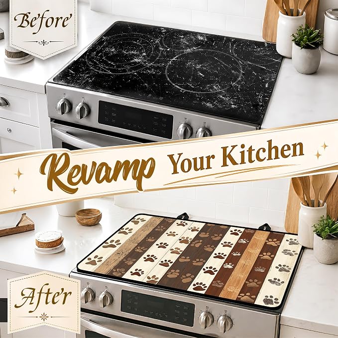 Stove Top Covers with A Non-slip Rubber Coating | protect Your Stove from Scratches, Extend Countertop Space, and Add A Classic Kitchen Touch