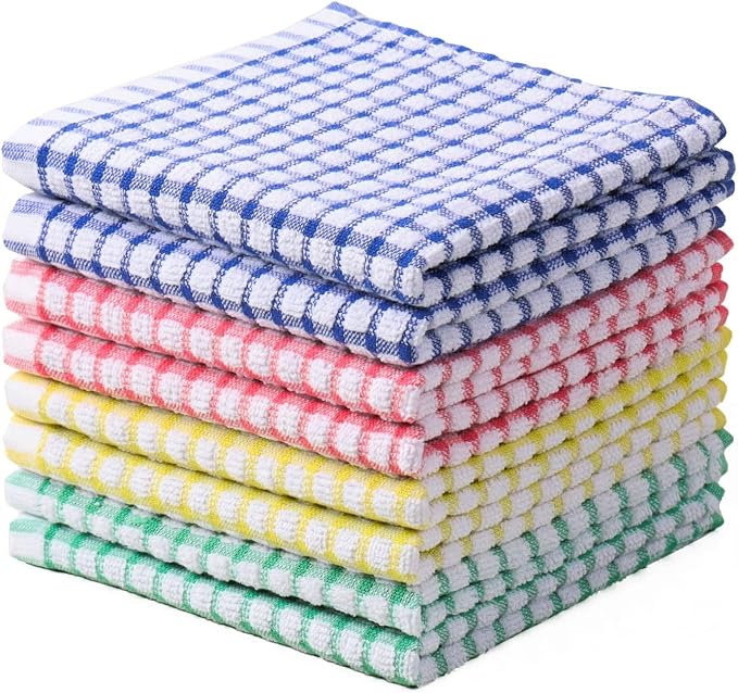 Dish Cloths for Washing Dishes, Kitchen Dish Rags, Dish Towels | Kitchen Waffle Wash cloths for Cleaning Drying Wiping, Quick Dry 100% cotton Dishcloths,12x12 inches pack 8