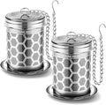 House Again 2 Pack Tea Strainers for Loose Tea, Extra Fine Mesh Tea Infuser, 304 Stainless Steel with Chain Hook, Loose Leaf Tea Steeper for Brew Tea Spices & Seasonings, Geometric Design