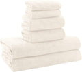 MOONQUEEN Ultra Soft Towel Set-Quick Drying - 2 Bath Towels 2 Hand Towels 2 Washcloths-Microfiber Coral Velvet Highly Absorbent Towel for Bath Fitness,Bathroom,Sports,Yoga, Travel(Cream, 6 Pcs)