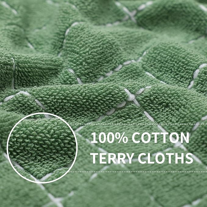 Homaxy 100% Cotton Terry Kitchen Towels, 8 Pack, Grass Green | Ultra Soft and Absorbent Dish Towels for Kitchen, Suitable for Drying and Washing Dishes