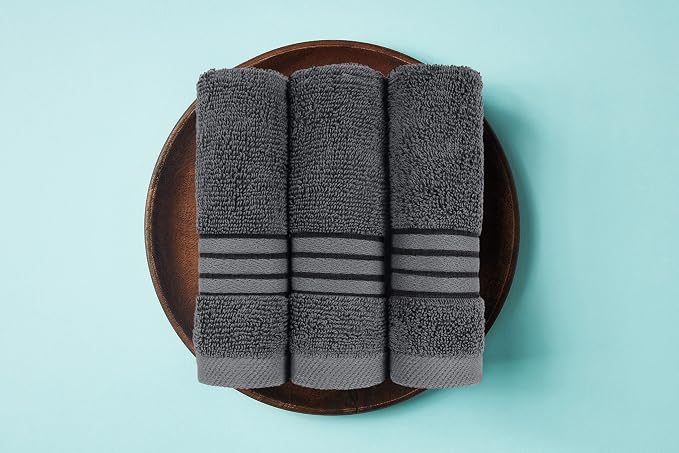 Utopia Towels 8 Piece Premium Towel Set, 2 Bath, 2 Hand, and 4 Washcloths, 100% Ring Spun Cotton, Highly Absorbent Towels for Bathroom, Sports, and Hotel, Grey (Pack of 3)