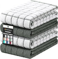 Homaxy Large Premium Cotton Kitchen Towels 16"x 28", 4 Pack, Dark Green | Natural Ring Spun 390 GSM Dish Towels, Super Absorbent Terry Kitchen Hand Towels, Soft Tea Towels with Hanging Loop