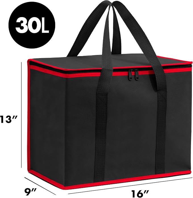 Carrywell (Not Made In China) Insulated Reusable Grocery Bags 2-Pack, Catering and Delivery Bag For Hot and Cold Food, Collapsible Thermal Tote For Doordash
