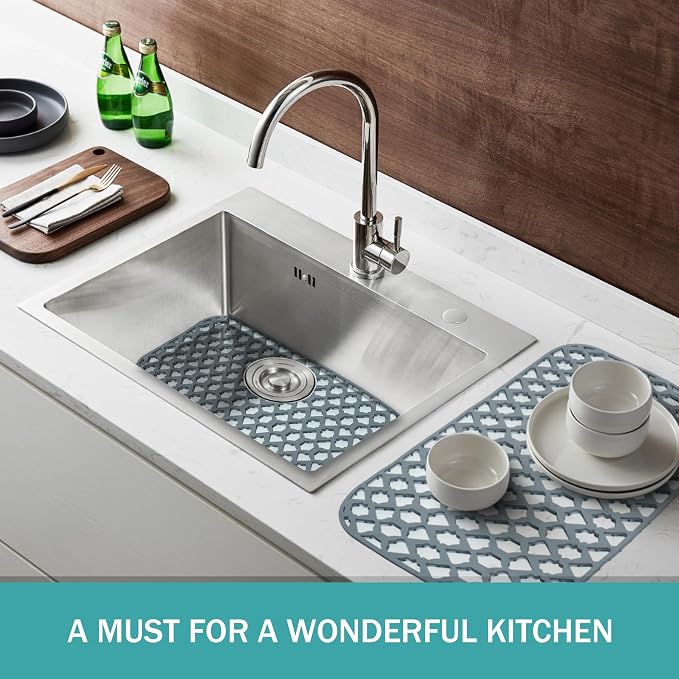 Silicone Kitchen Sink Protectors Mats - 12" 13" 14" 16" 18" 19" 21" 22" 24" 25" 26" 28" 30", Heat Resistant, Machine-wash (25”x15.7”)