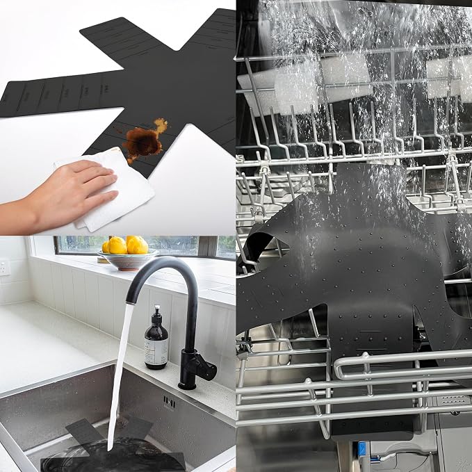 Pot & Pan Protectors - Silicone Pan Protectors for Stacking 3 Piece Black | Cookware protector pad, stacking pan protector; opening/fixing design separators pots and pans, nonstick cookware divider